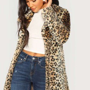 Leopard Print Faux Fur Coat